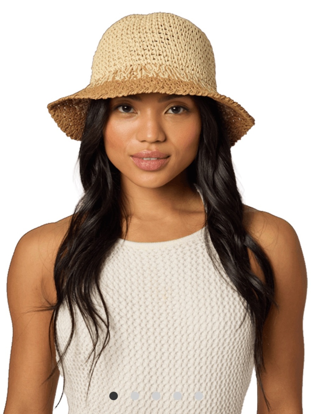 New Eugenia Kim Tan Straw Bucket Hat 018
